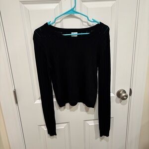 Francesca’s Blue Rain Cropped Long Sleeve Black Shirt Women’s U.S. Small